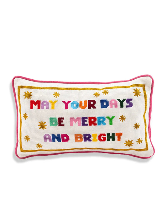 Merry & Bright Needlepoint Pillow