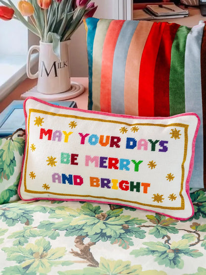 Merry & Bright Needlepoint Pillow