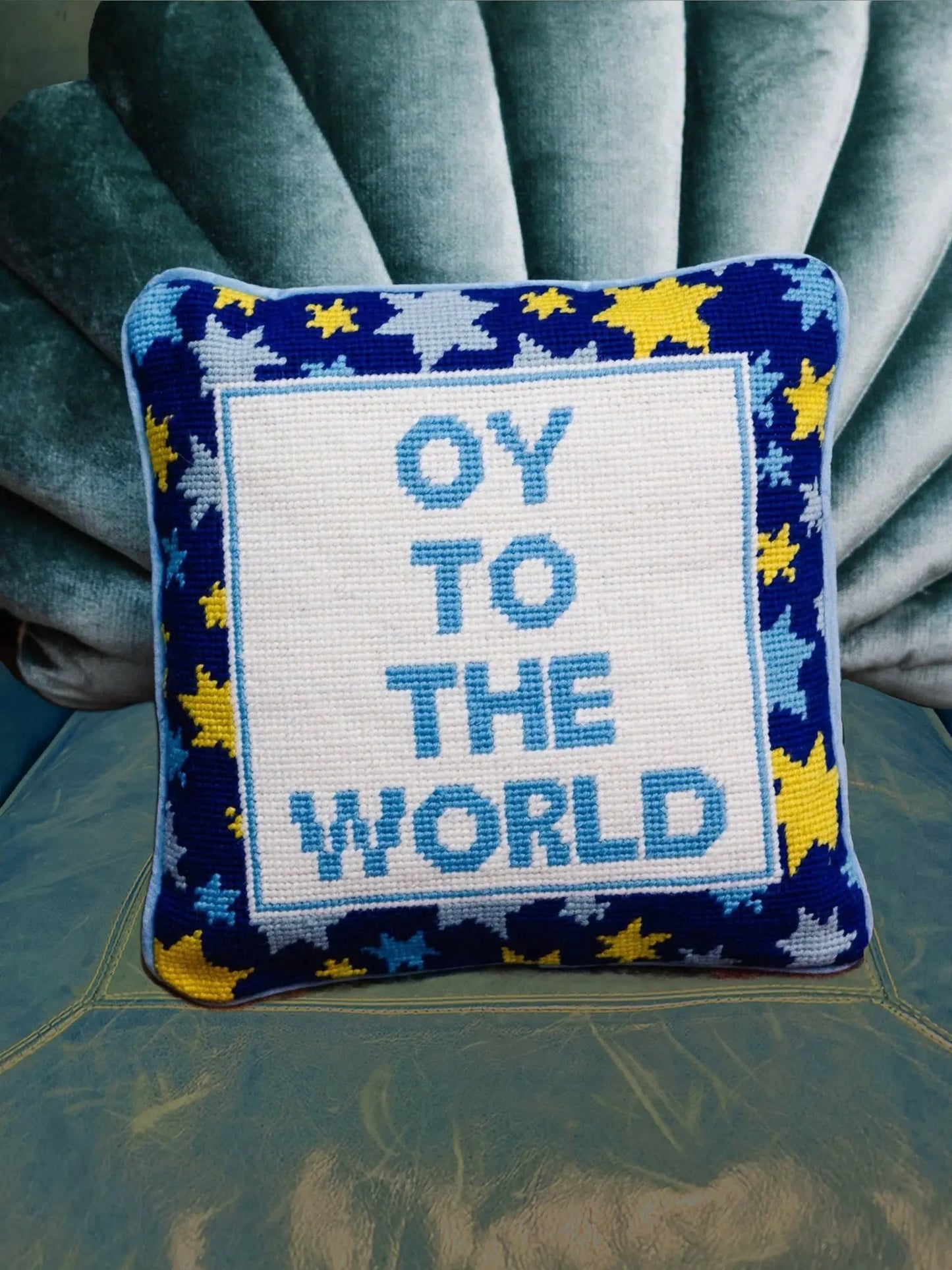 Oy Needlepoint Pillow