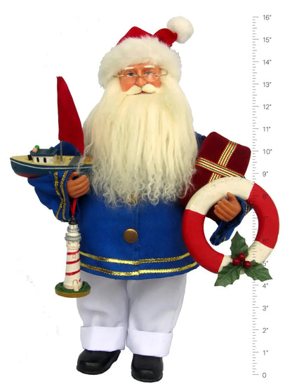 15" Coastal Beach Santa Figurine