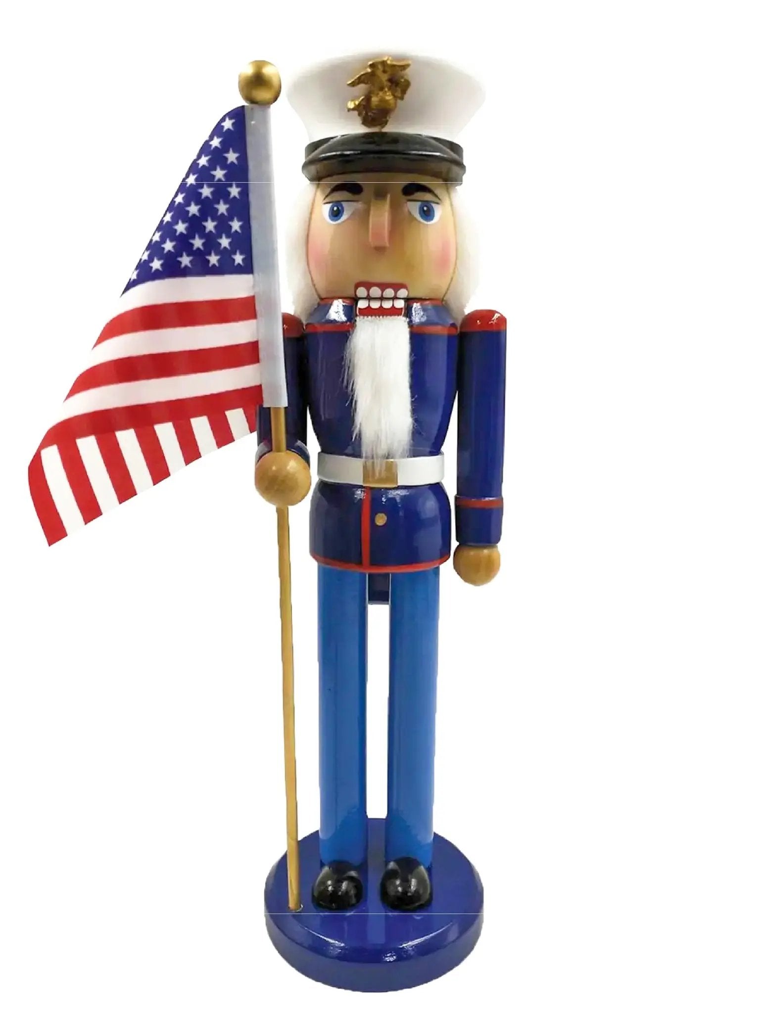 14" u.s. Marine Nutcracker With American Flag