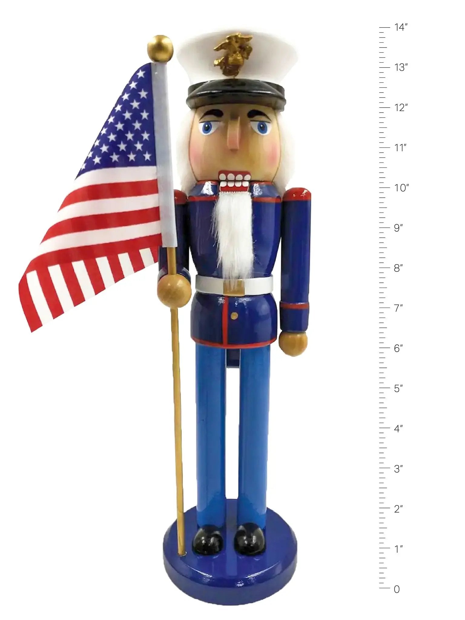 14" u.s. Marine Nutcracker With American Flag