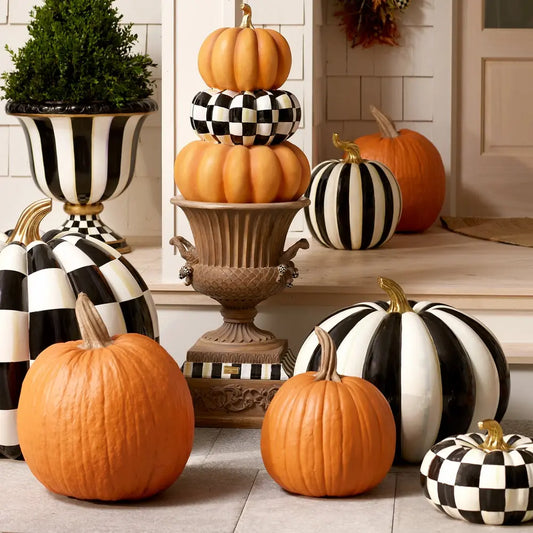 Courtly Stripe Outdoor Trophy Pumpkin 18"