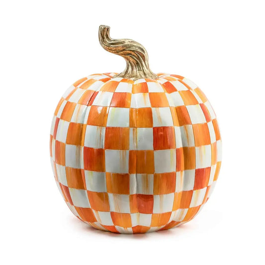 Orange Check Large Pumpkin 15"
