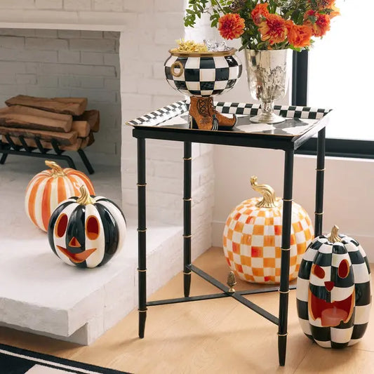 Orange Check Large Pumpkin 15"