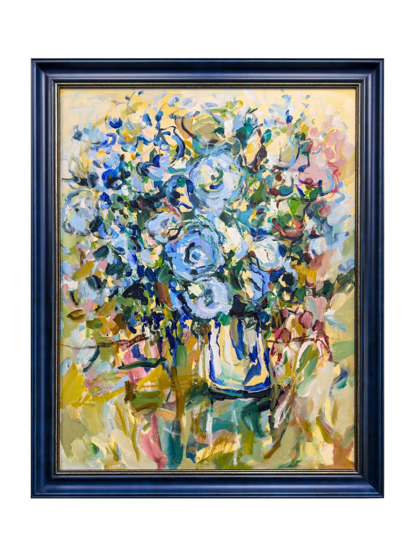 Floating Petals - Abstract Blue Floral Wall Art