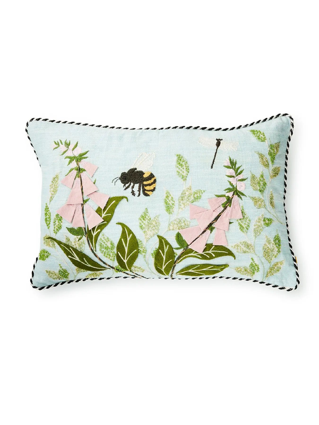 Floral & Bee Lumbar Throw Pillow