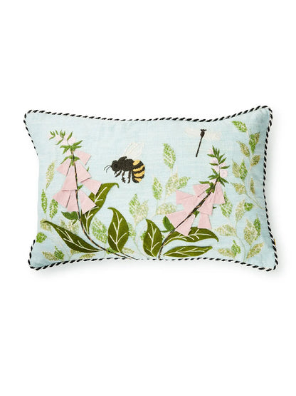 Floral & Bee Lumbar Throw Pillow