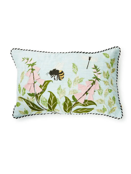 Floral & Bee Lumbar Throw Pillow