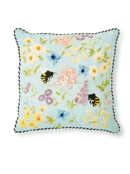 Floral & Bee Throw Pillow