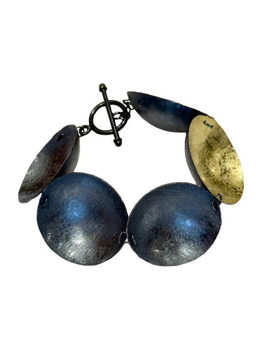 Large Gold & Black Disc Bracelet