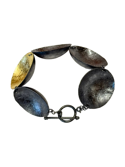 Large Gold & Black Disc Bracelet