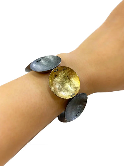 Large Gold & Black Disc Bracelet