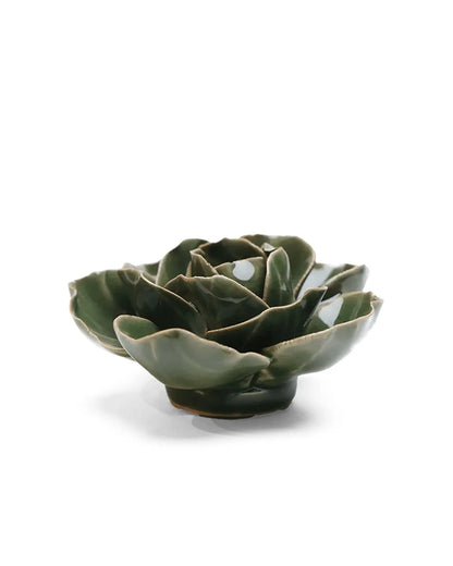 Fir Green Butterfly Ranunculus Ceramic Flower