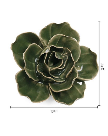 Fir Green Butterfly Ranunculus Ceramic Flower