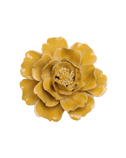 Burnt Yellow Rose Ceramic Flower