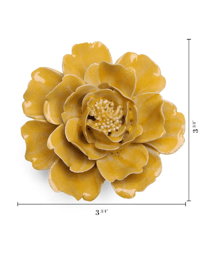 Burnt Yellow Rose Ceramic Flower