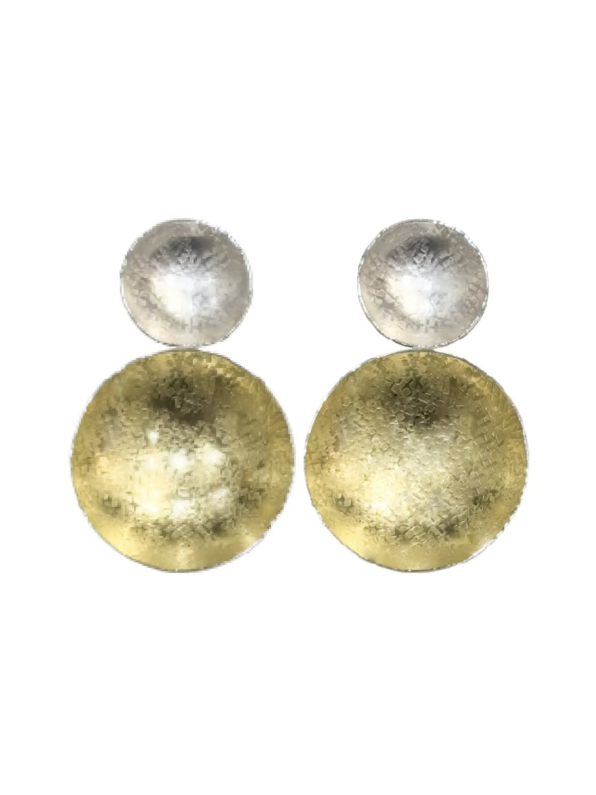 Silver & Gold Double Disc Earrings - Medium