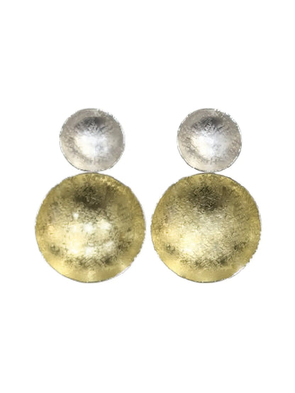 Silver & Gold Double Disc Earrings - Medium