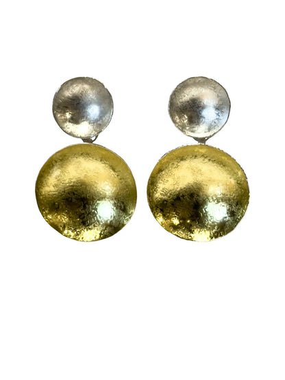 Silver & Gold Double Disc Earrings - Medium
