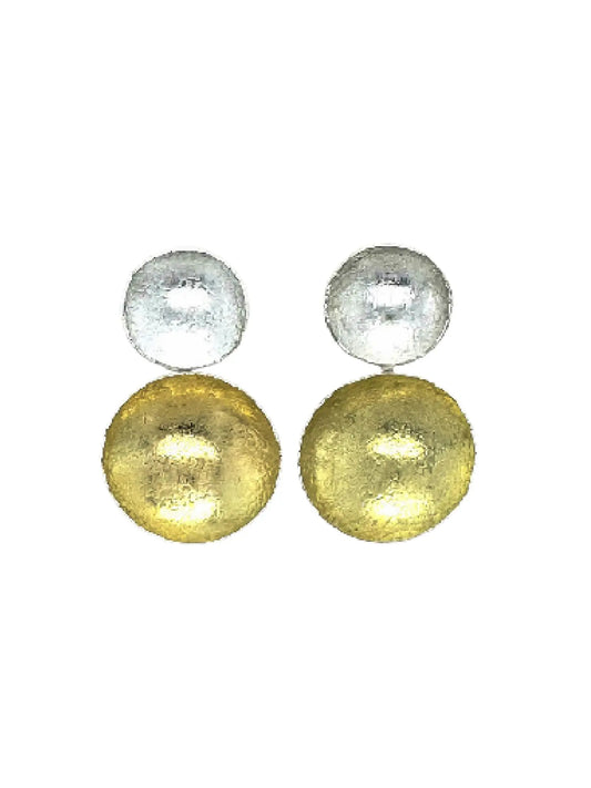 Silver & Gold Double Disc Earrings - Small