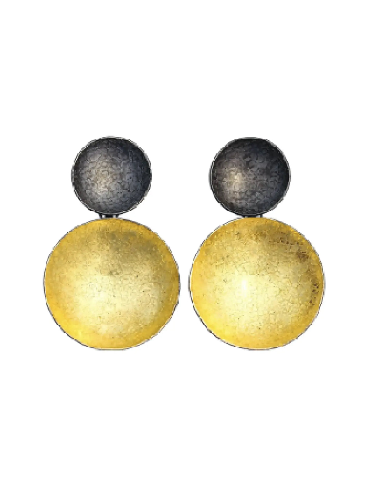 Black & Gold Double Disc Earrings - Medium