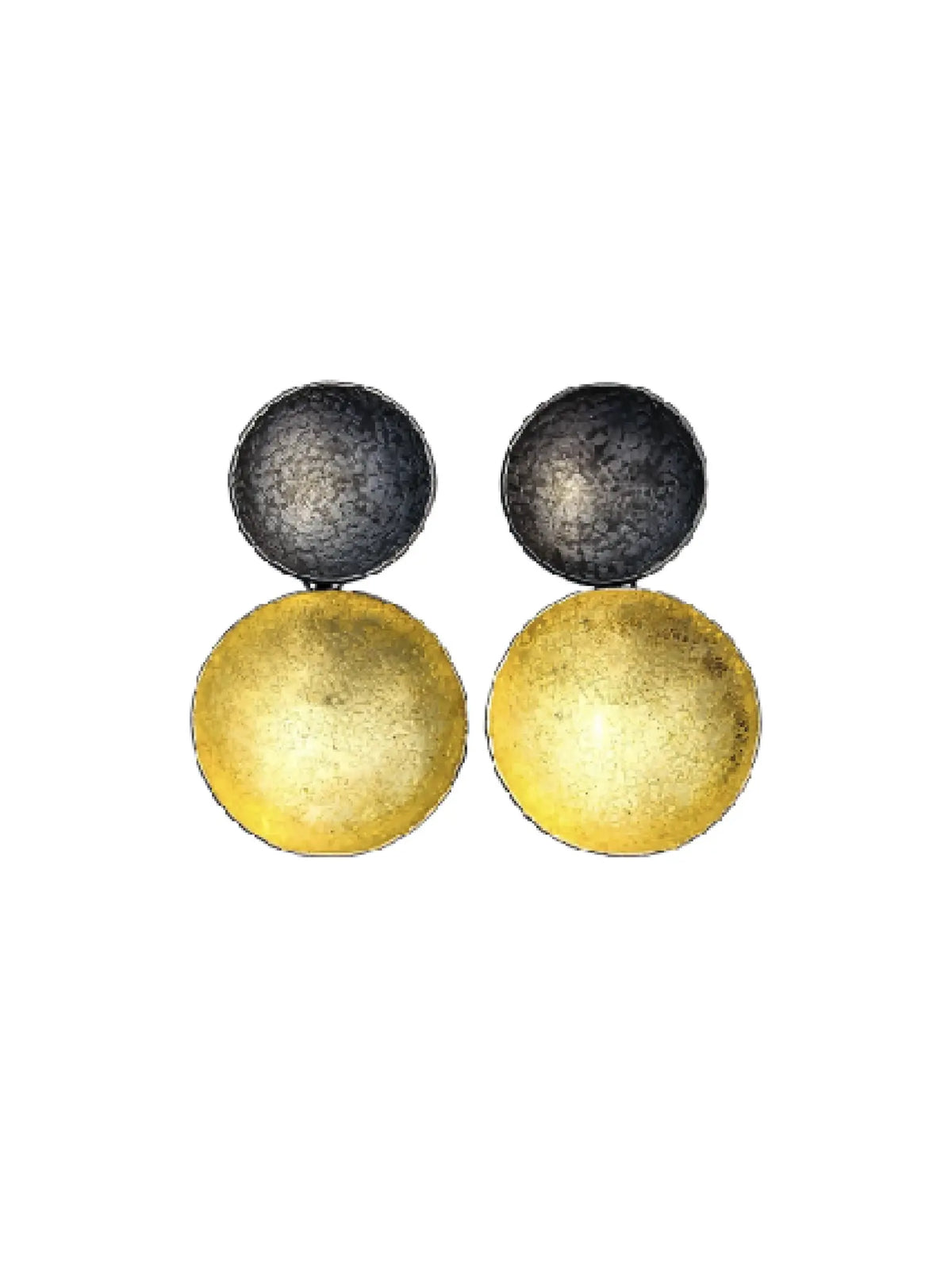 Black & Gold Double Disc Earrings - Small