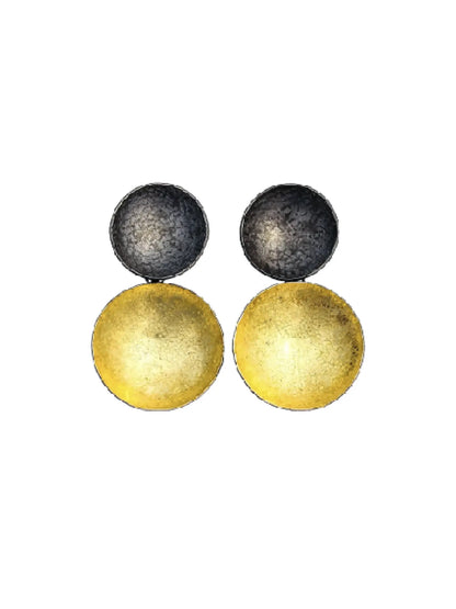 Black & Gold Double Disc Earrings - Small