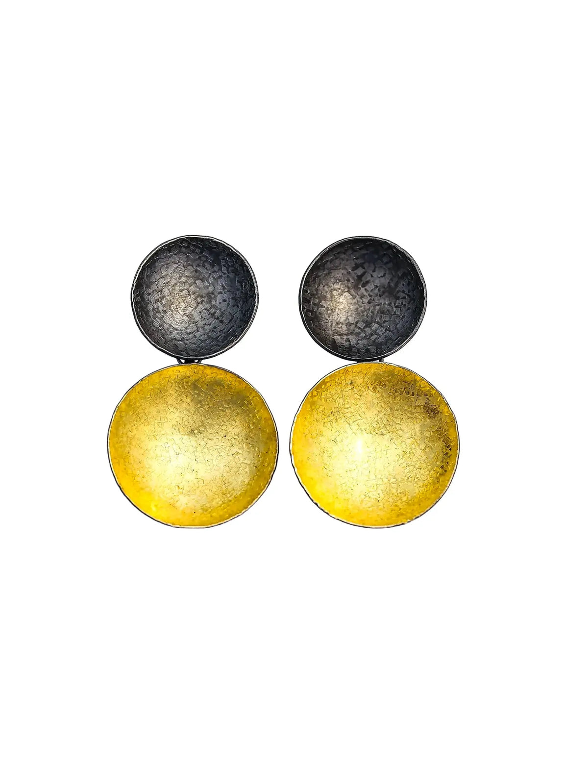 Black & Gold Double Disc Earrings - Small