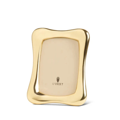 Gold photo frame with 'L'Objet' logo. 4x6 upscale photo frame.
