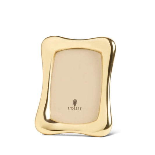 Gold photo frame with 'L'Objet' logo. 4x6 upscale photo frame.