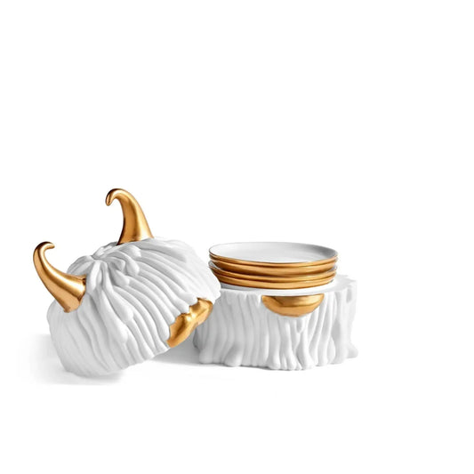 ArtsiPhartsi Haas Lynda Box + Plates (Set of 4) - White Tabletop