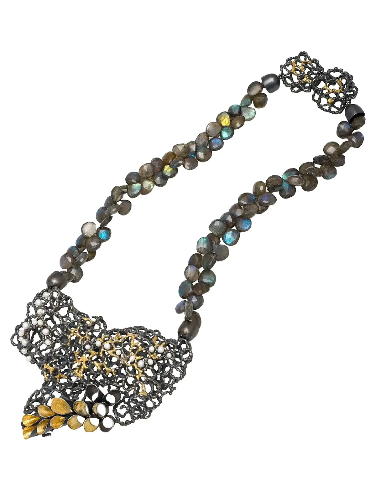 Coral Mesh Labradorite Necklace