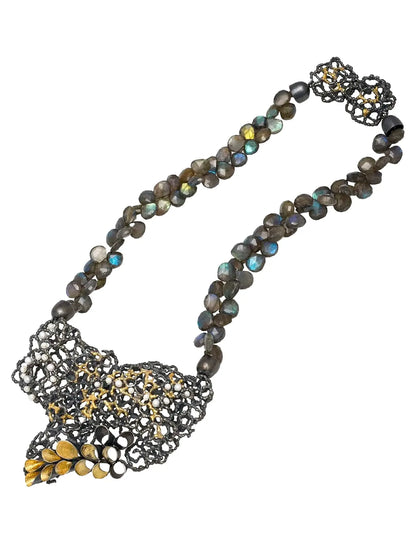 Coral Mesh Labradorite Necklace