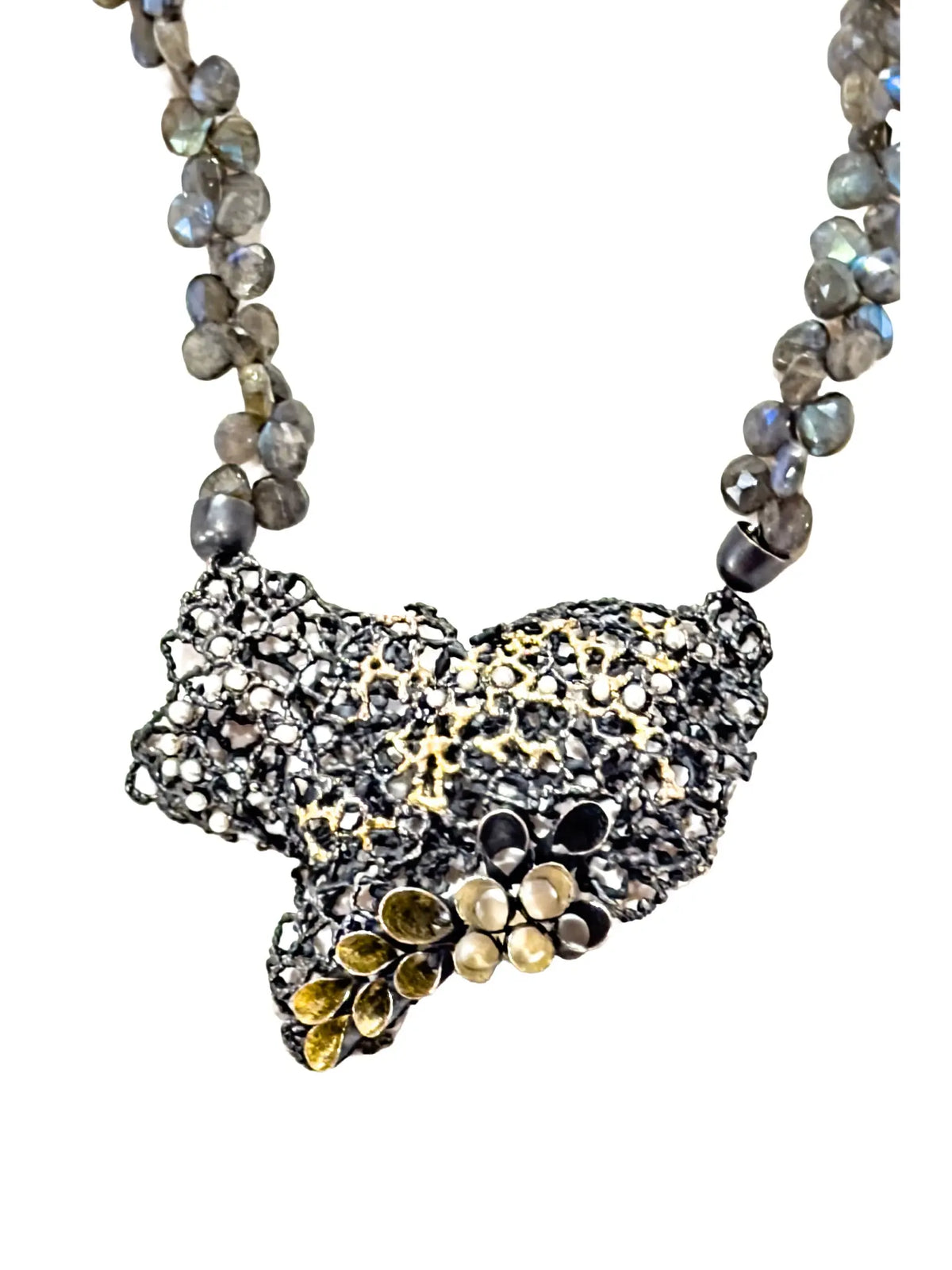 Coral Mesh Labradorite Necklace