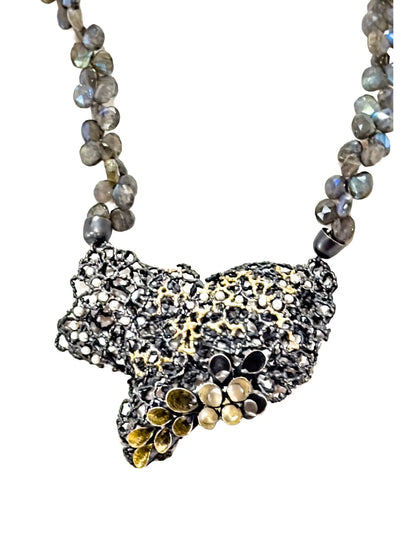 Coral Mesh Labradorite Necklace