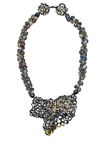 Coral Mesh Labradorite Necklace