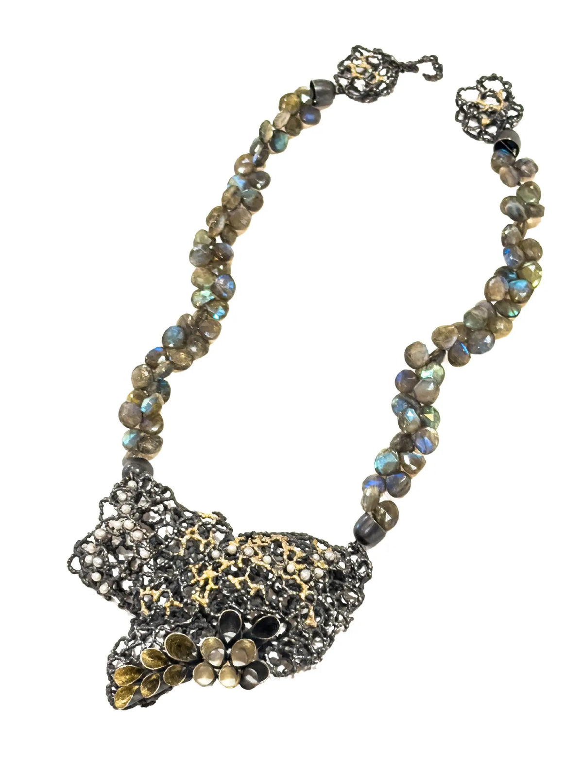 Coral Mesh Labradorite Necklace
