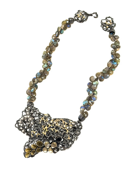 Coral Mesh Labradorite Necklace