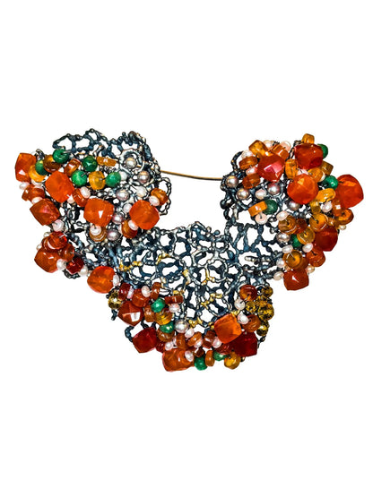 Brain Coral Design Carnelian Brooche
