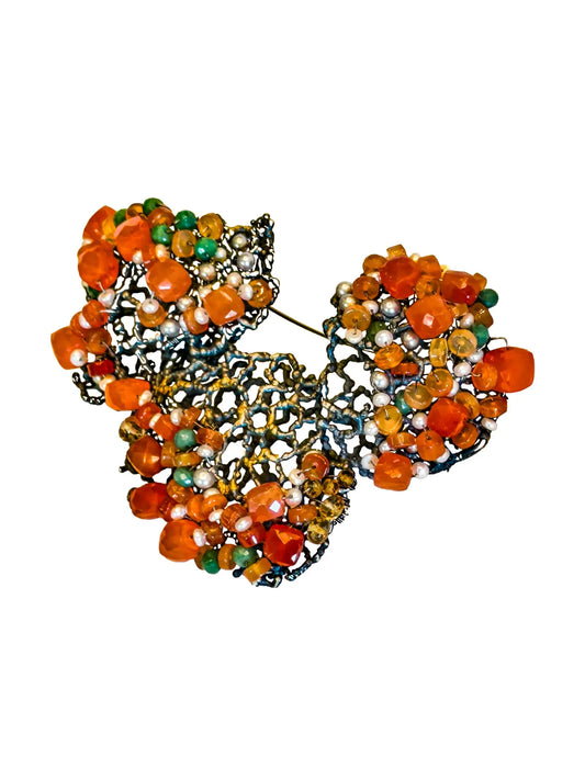 Brain Coral Design Carnelian Brooche