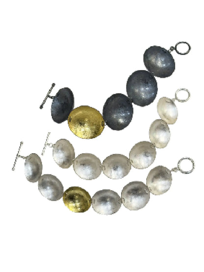 Large Gold & Black Disc Bracelet