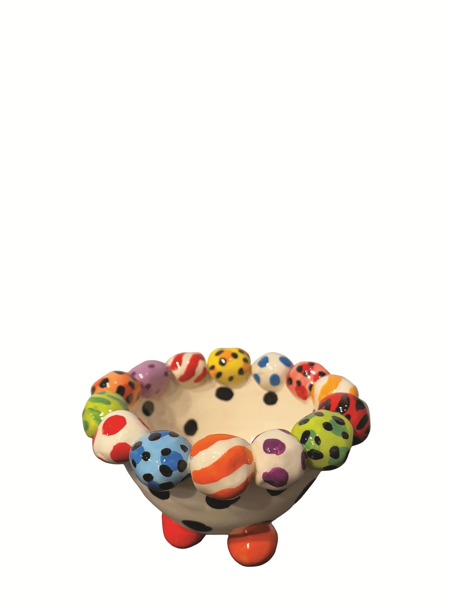 Black & White Polka Dots Medium Footed Bowl