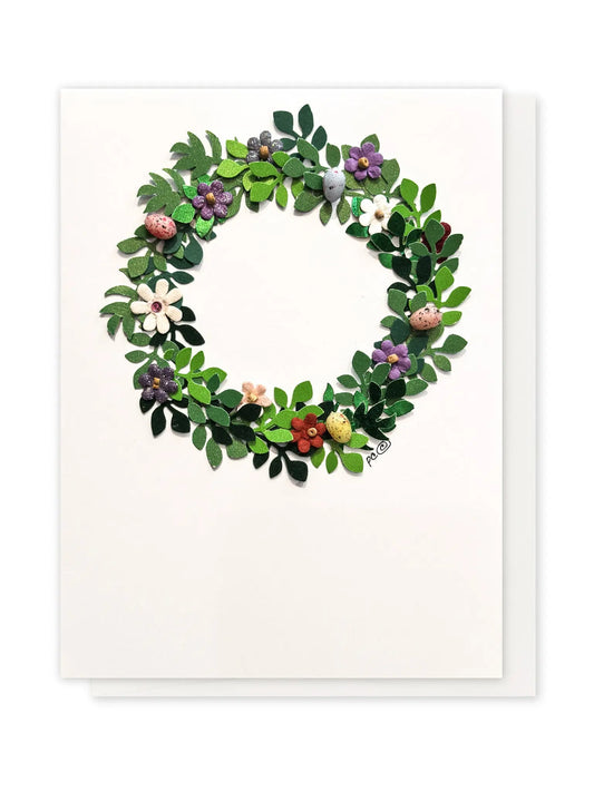 Spring Floral Wreath Handmade Card by Penny Craig