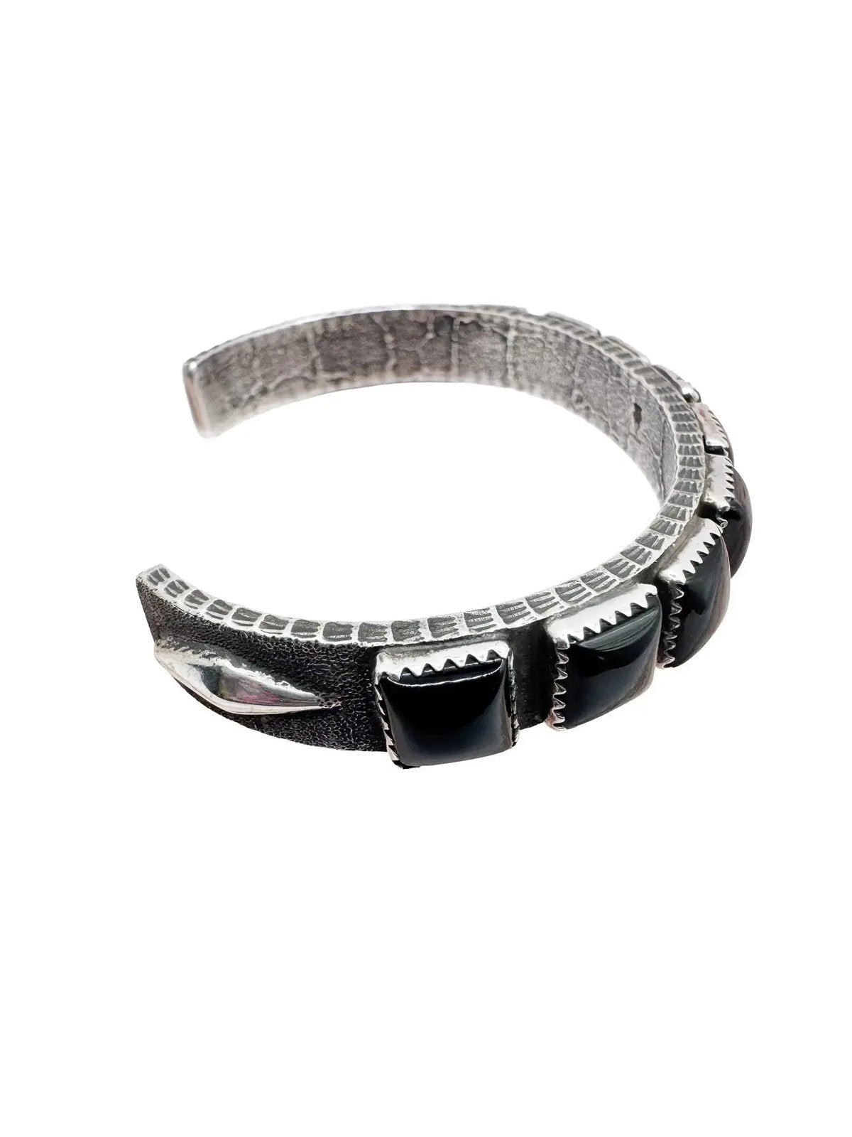 Onyx Squares Sterling Silver Thin Cuff Samsville
