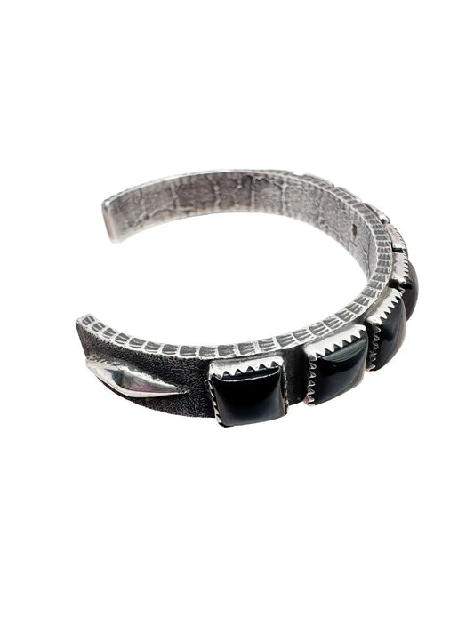 Onyx Squares Sterling Silver Thin Cuff Samsville