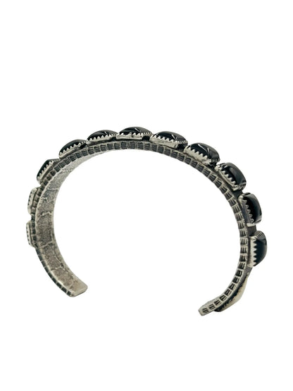 Onyx Squares Sterling Silver Thin Cuff Samsville